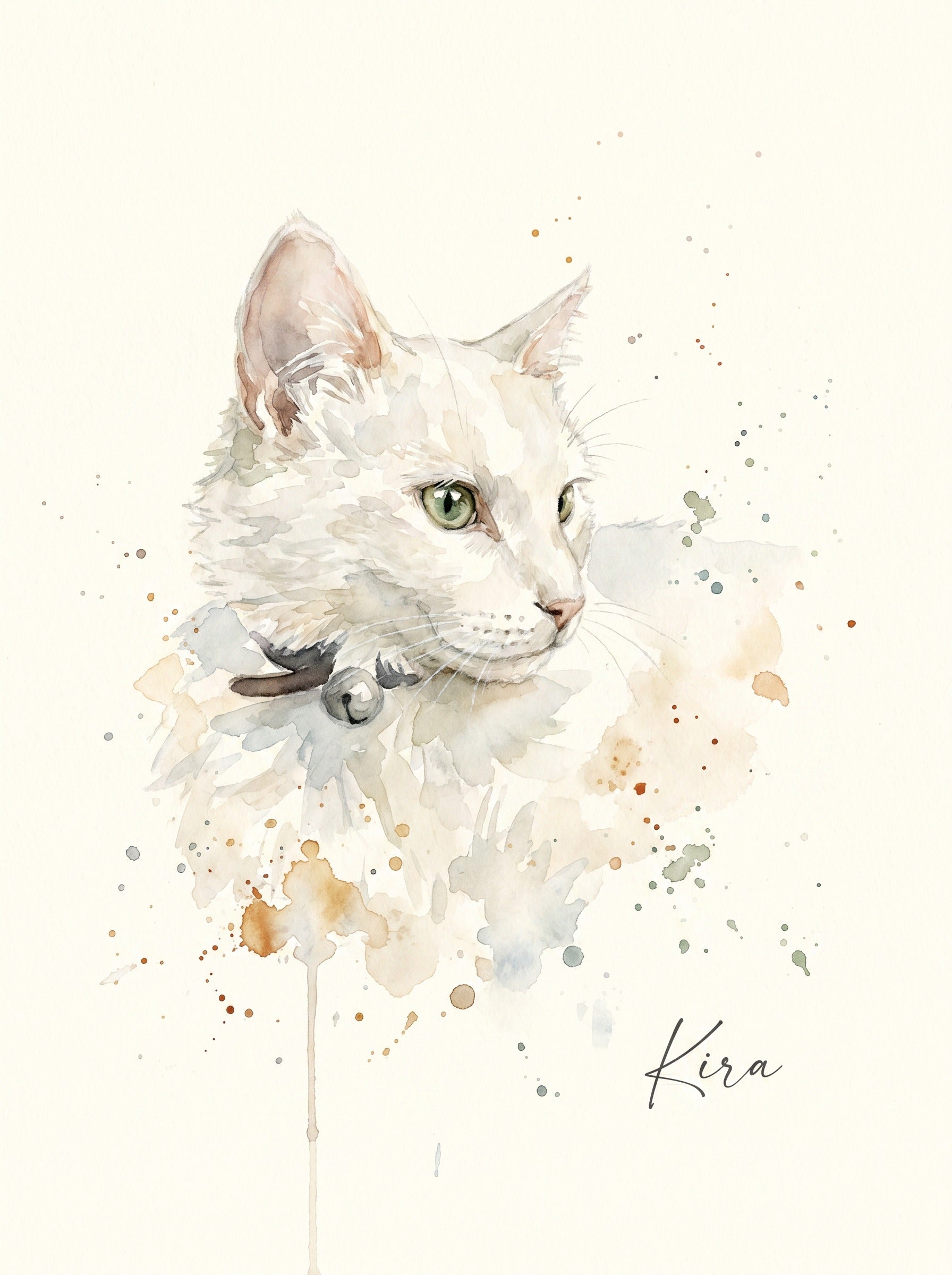 Retrato acuarela premium de mascota sobre papel de algodón