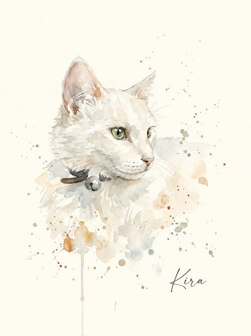 Retrato acuarela premium de mascota sobre papel de algodón