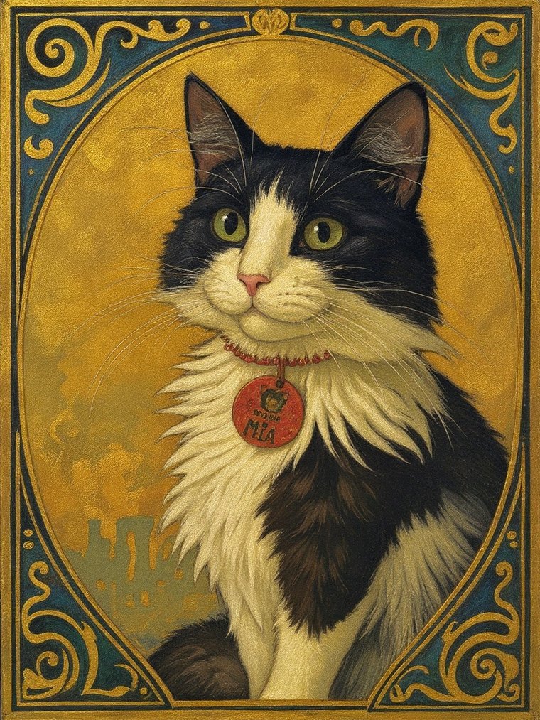 Retrato estilo Dorado Art Nouveau generado con IA
